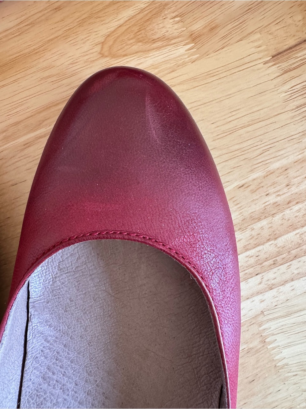 Dansko Red Leather Mary Jane Wedge with Gold Buckle - Picture 4 of 6